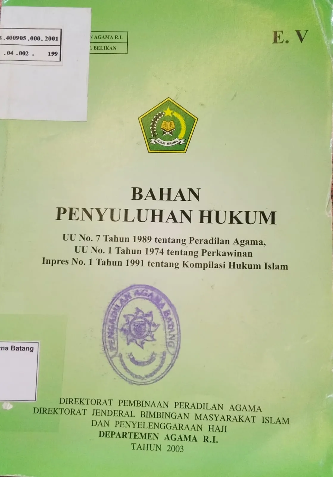 BAHAN PENYULUHAN HUKUM 2003