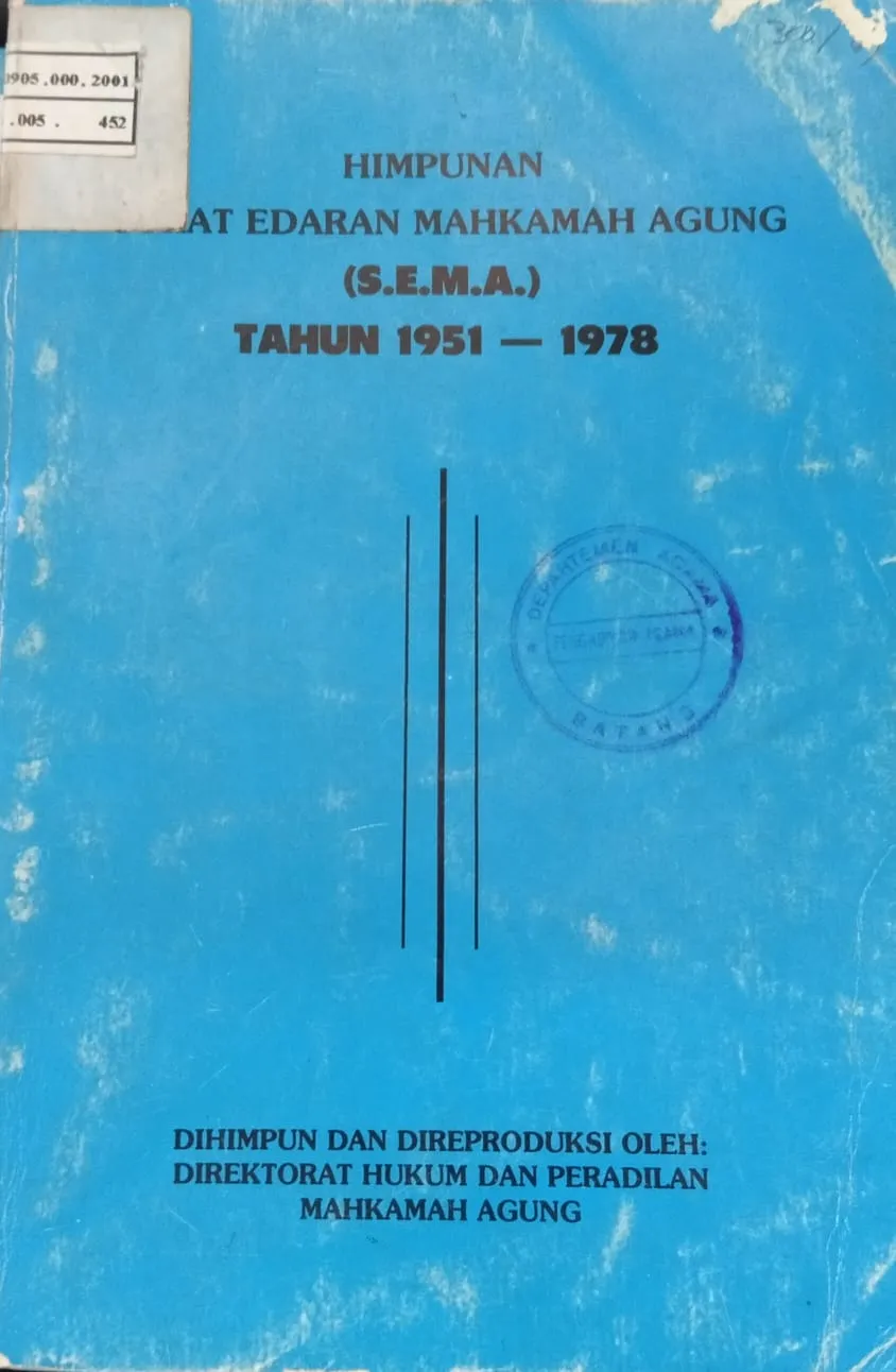 HIMPUNAN SURAT EDARAN MAHKAMAH AGUNG TH 1951-1978
