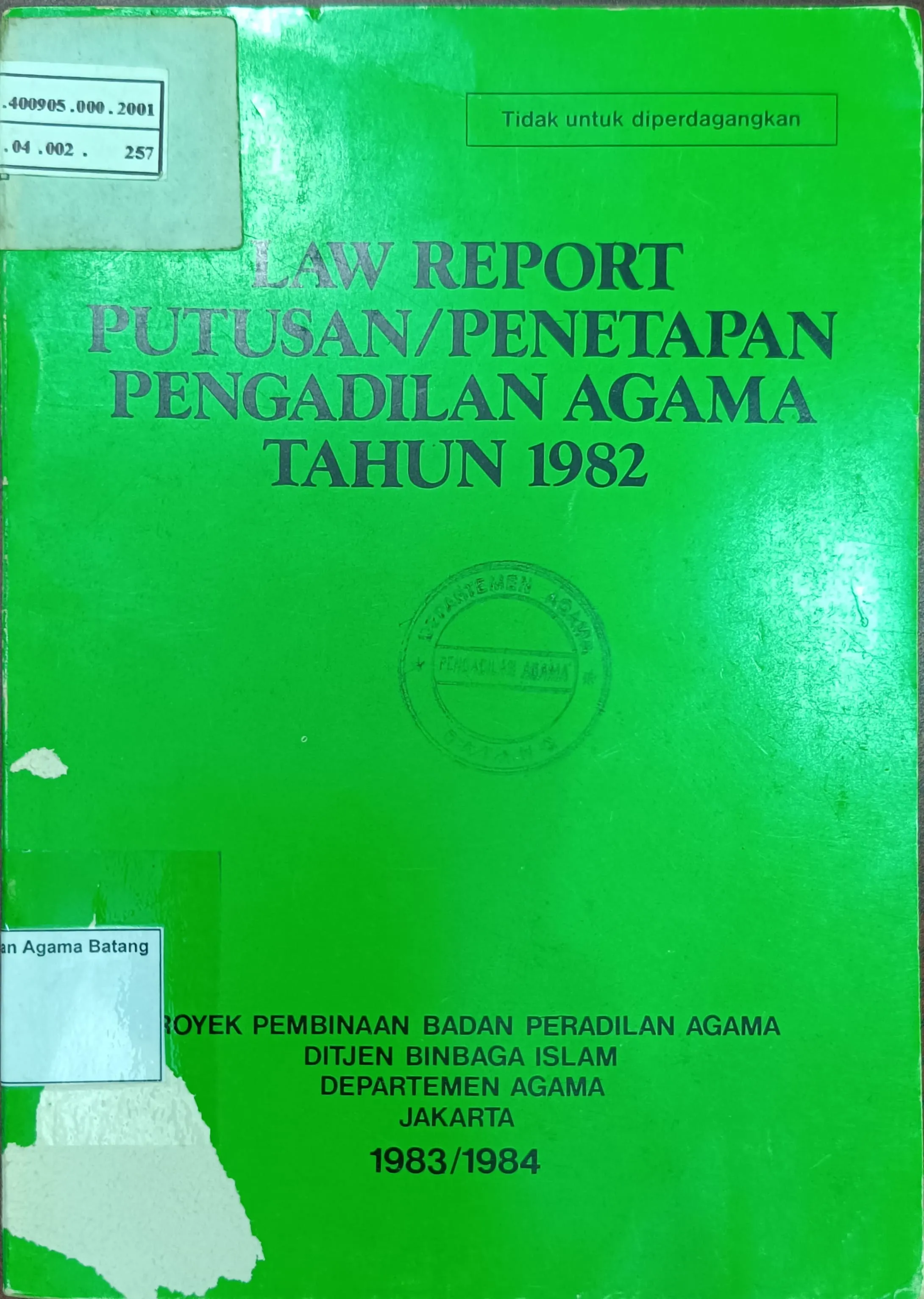 LAW REPORT PUTUSANPENETAPAN PENGADILAN AGAMA TAHUN 1982