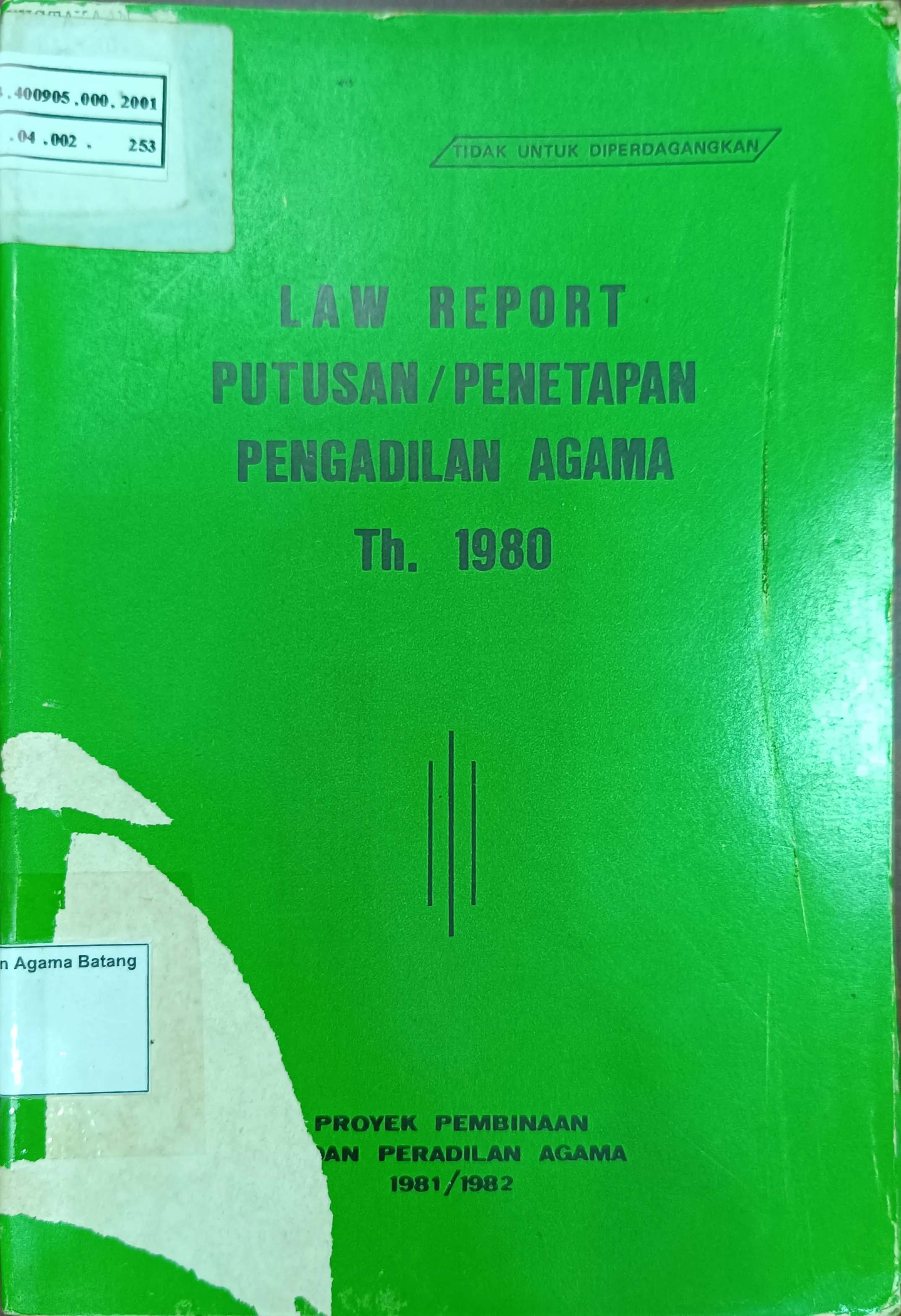 LAW REPORT PUTUSAN ATAU PENETAPAN PENGADILAN AGAMA TAHUN 1980